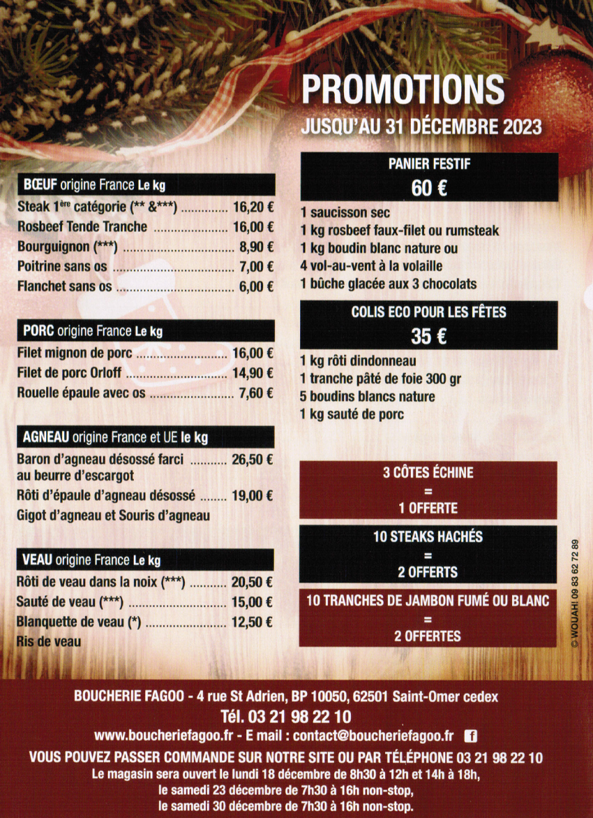 Promotions – Boucherie FAGOO